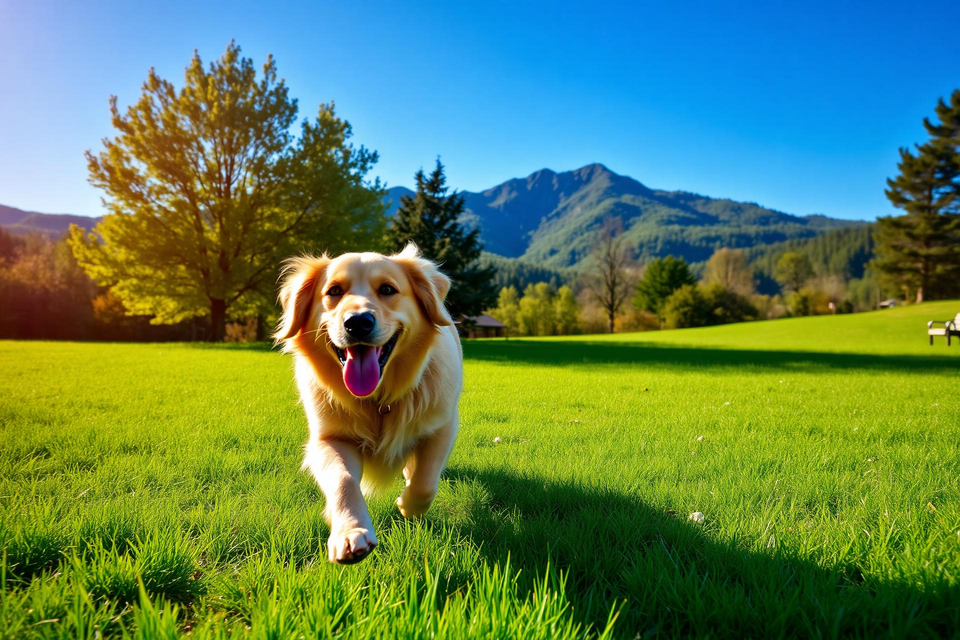 Happy dog in a Berkshires backyard
